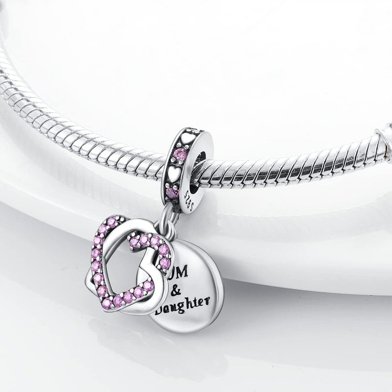 MULA 925 Sterling Silver Charms for Bracelets and Necklaces Lucky Home Happy Family Forever Love Mom Beads Dangle Pendants Jewelry for Women - Image 3